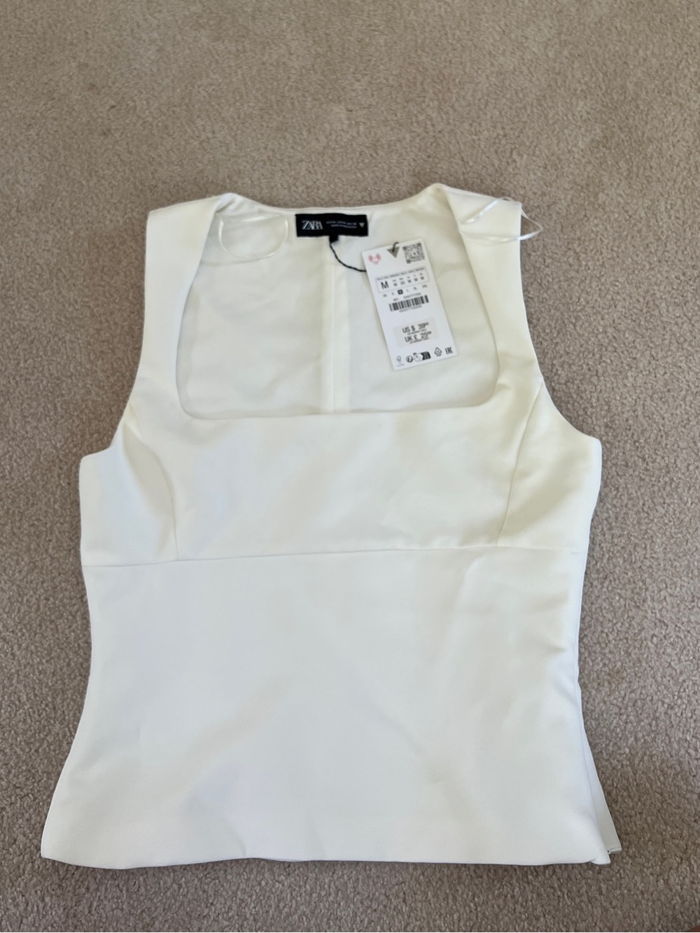 Zara Cream Square-Neck Tank Top